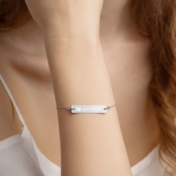 Engraved Silver Bar Chain Bracelet - Image 2